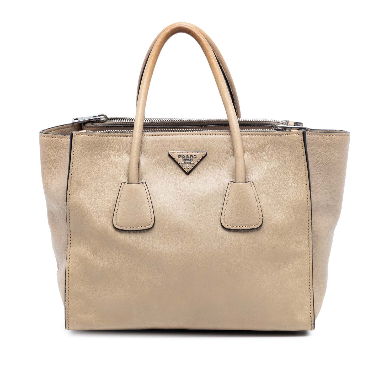 Prada Glace Calf Twin Pocket Double Handle Satchel