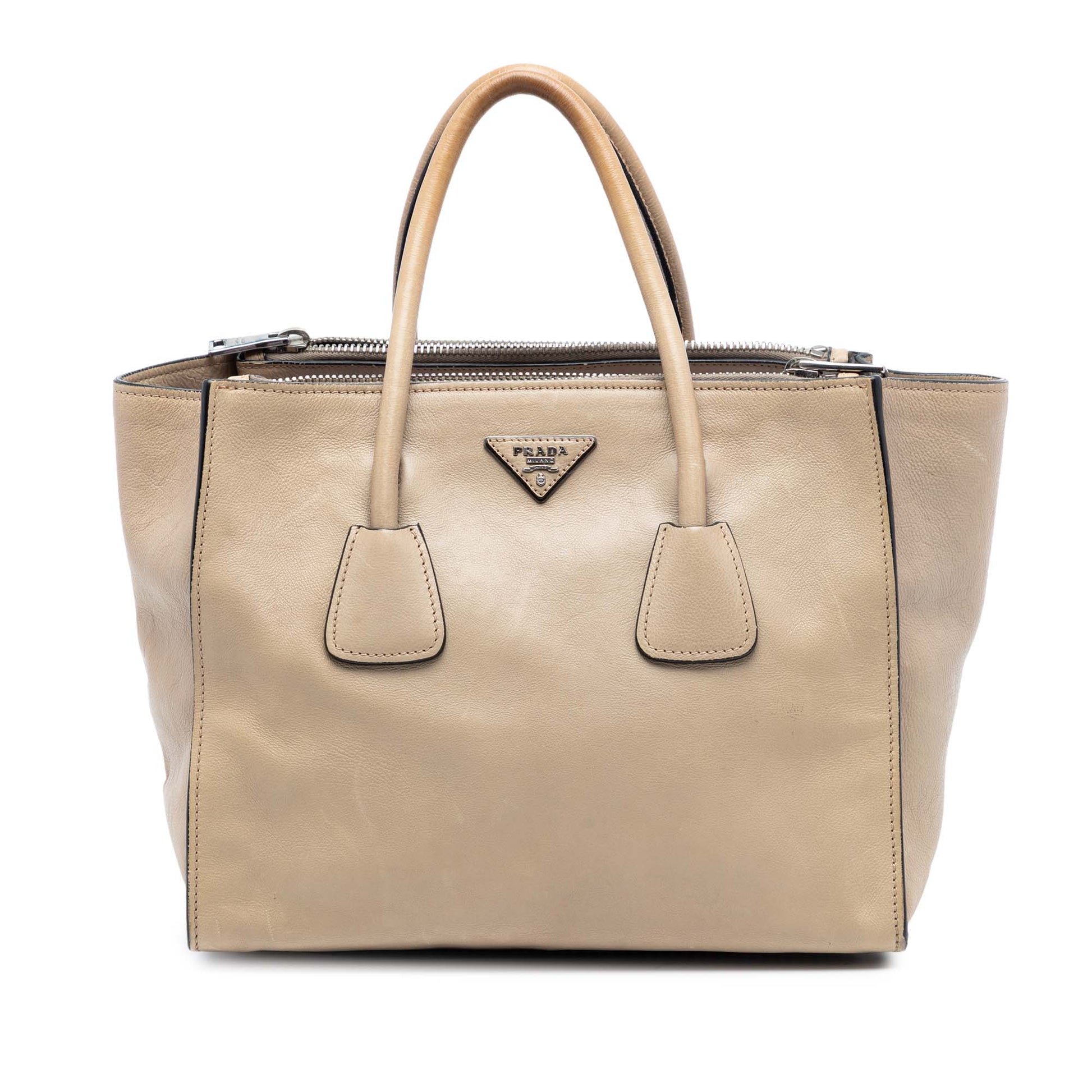 Prada Glace Calf Twin Pocket Double Handle Satchel