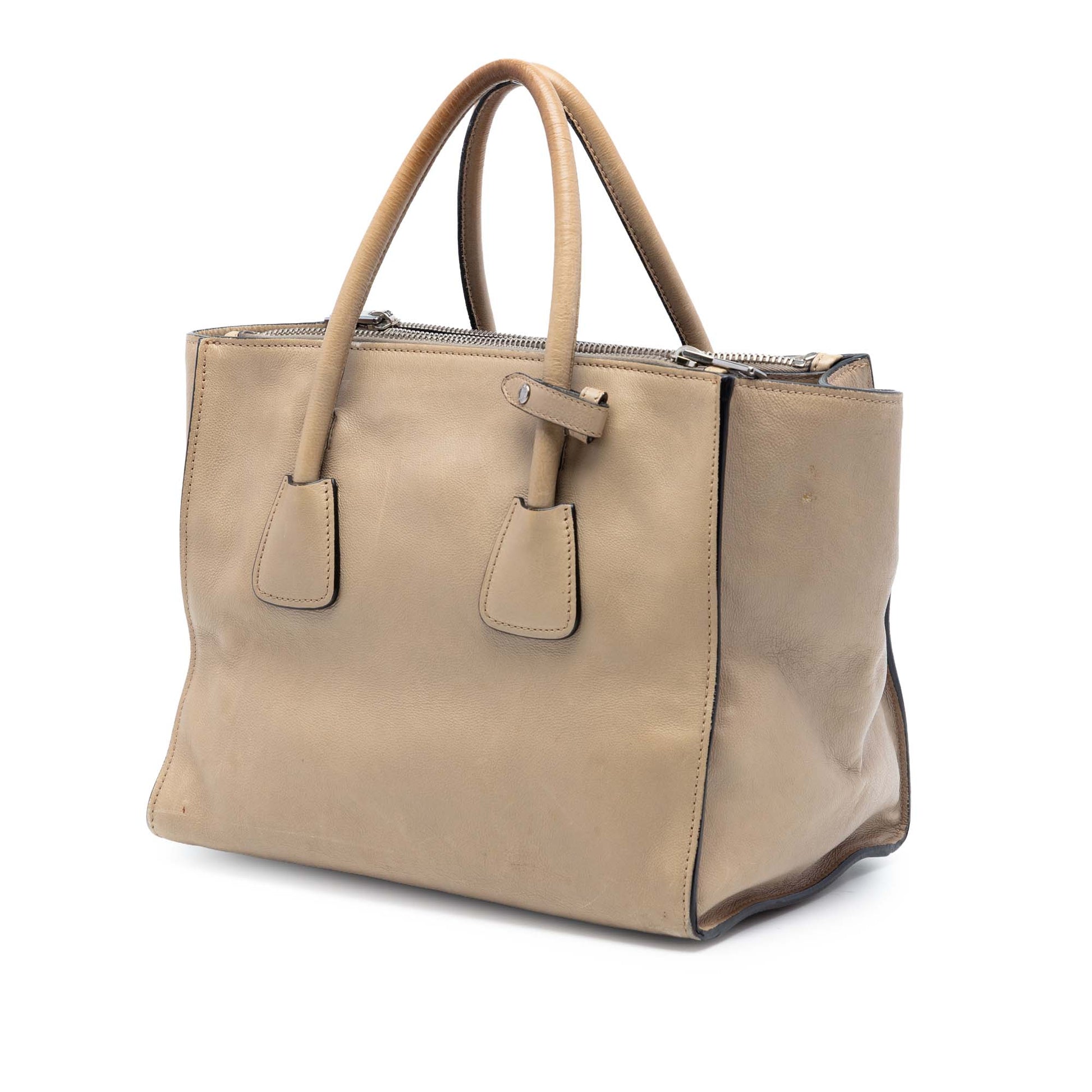 Prada Glace Calf Twin Pocket Double Handle Satchel