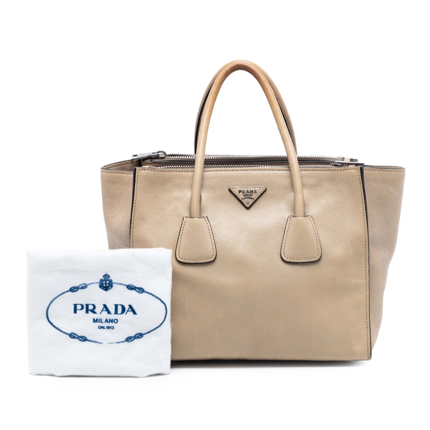 Prada Glace Calf Twin Pocket Double Handle Satchel