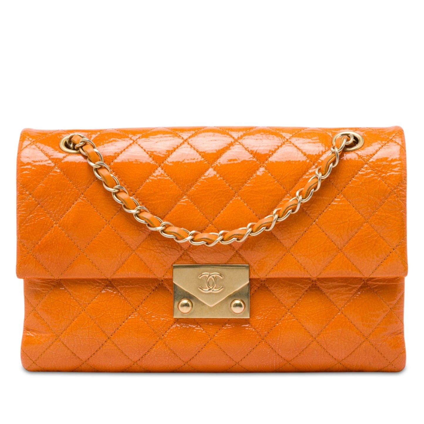 Chanel Medium Quilted Crinkled Patent Pagoda Accordion Flap