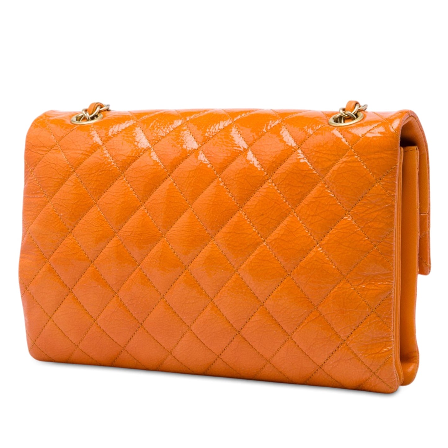 Chanel Medium Quilted Crinkled Patent Pagoda Accordion Flap