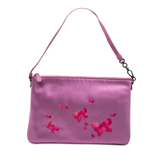 Bottega Veneta Satin Embroidered Butterflies Shoulder Bag
