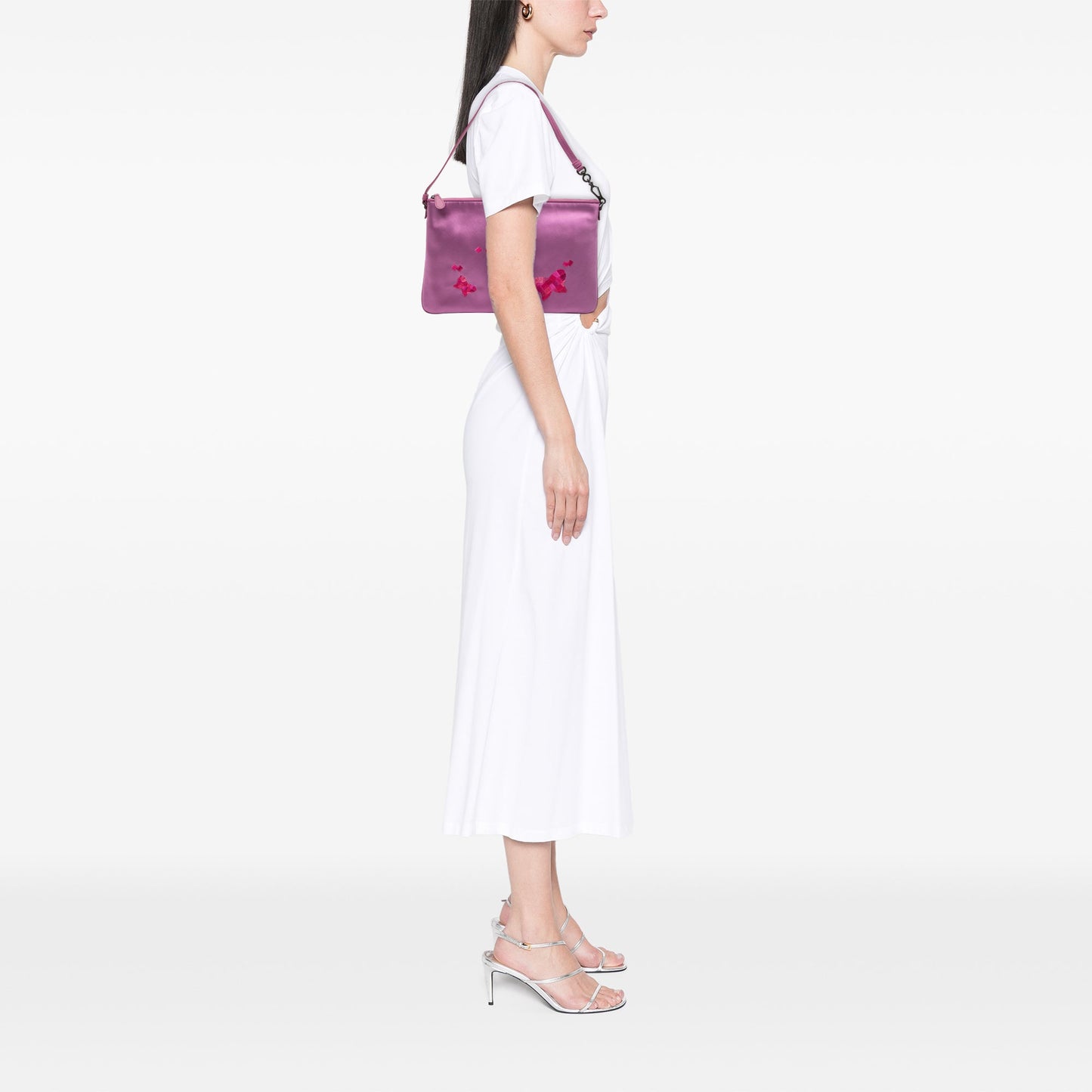 Bottega Veneta Satin Embroidered Butterflies Shoulder Bag