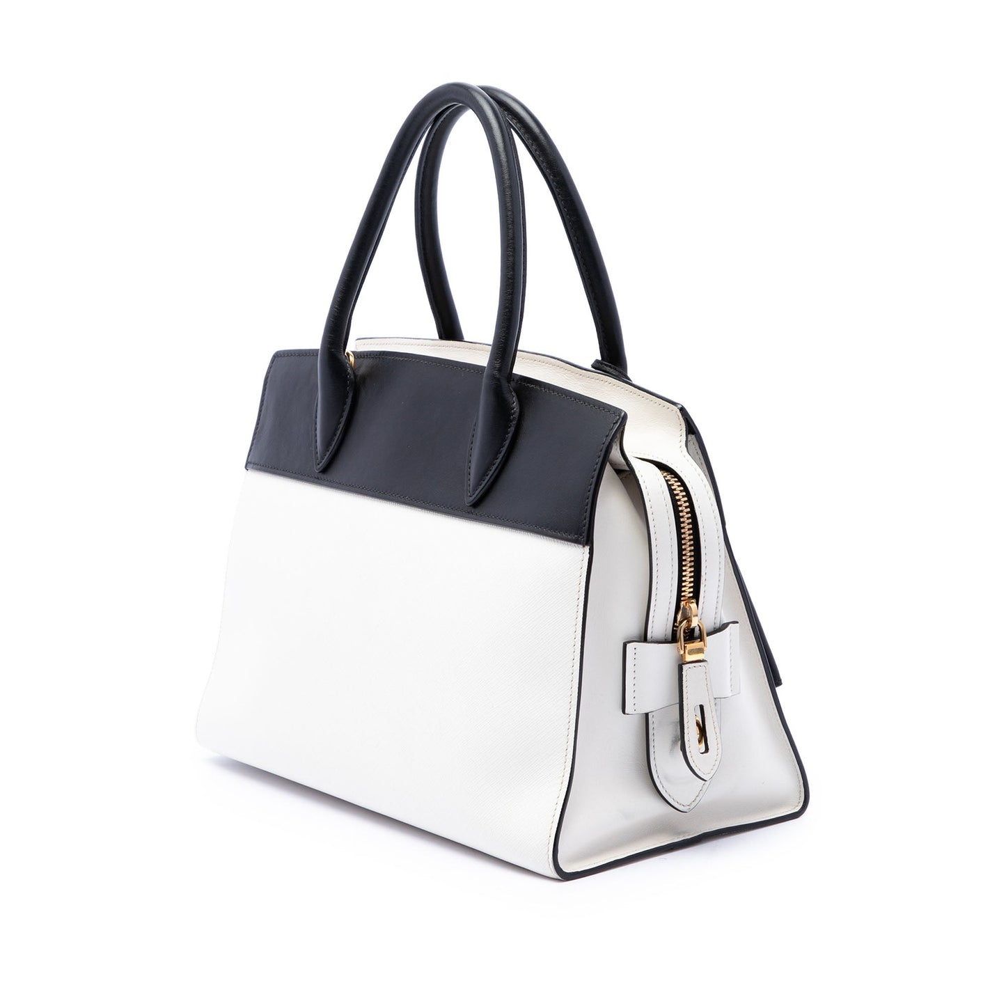 Prada Bicolor Saffiano and City Calf Esplanade Satchel