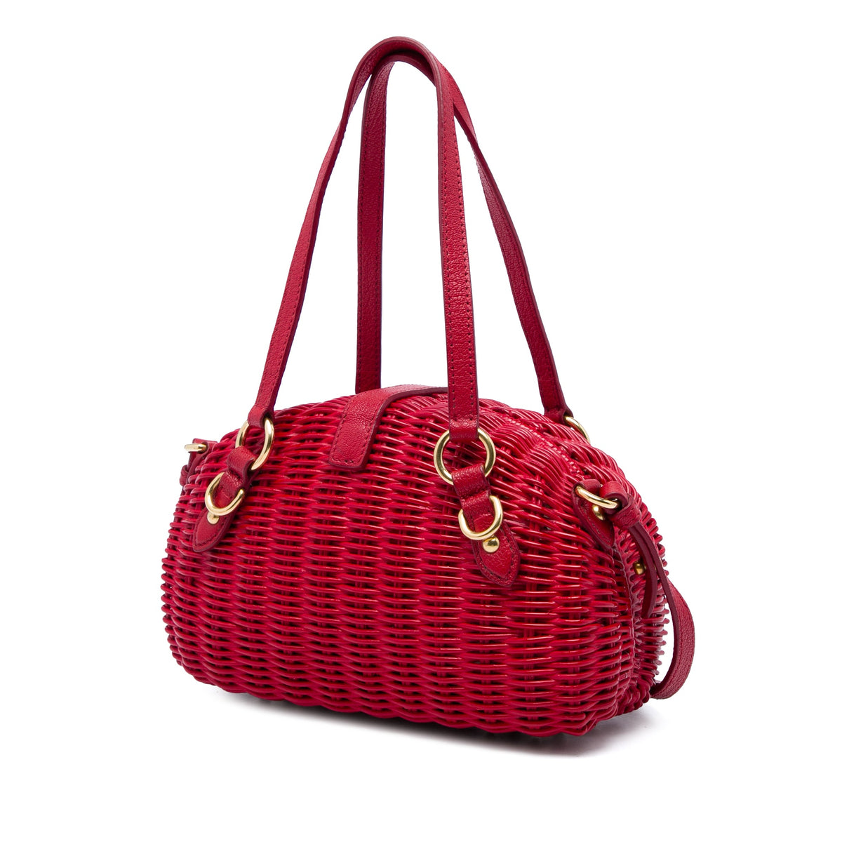 Miu Miu Wicker Rattan Satchel — Red