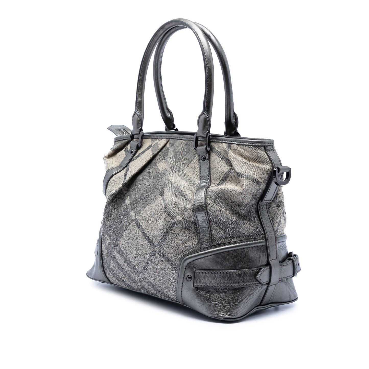 Burberry Glitter Smoke Check Canvas Check Satchel