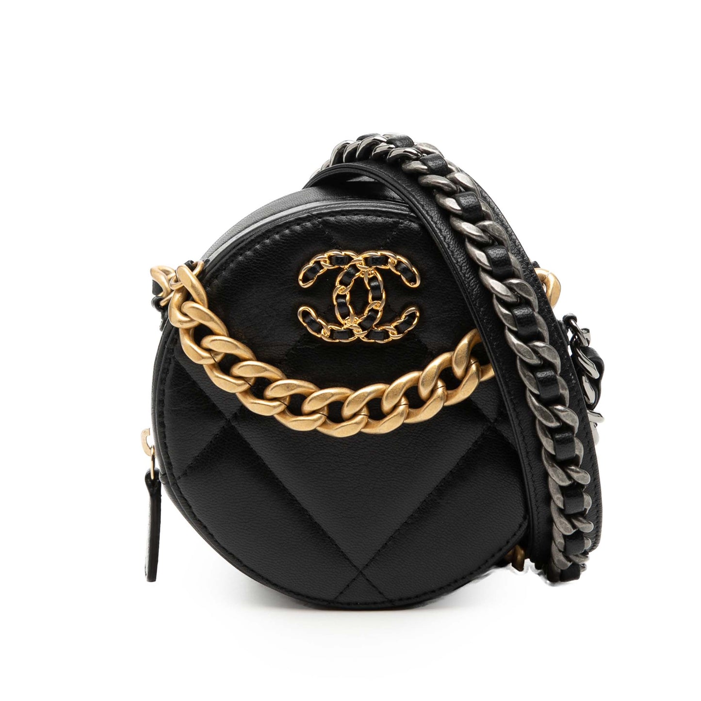 Chanel Lambskin 19 Round Clutch with Chain