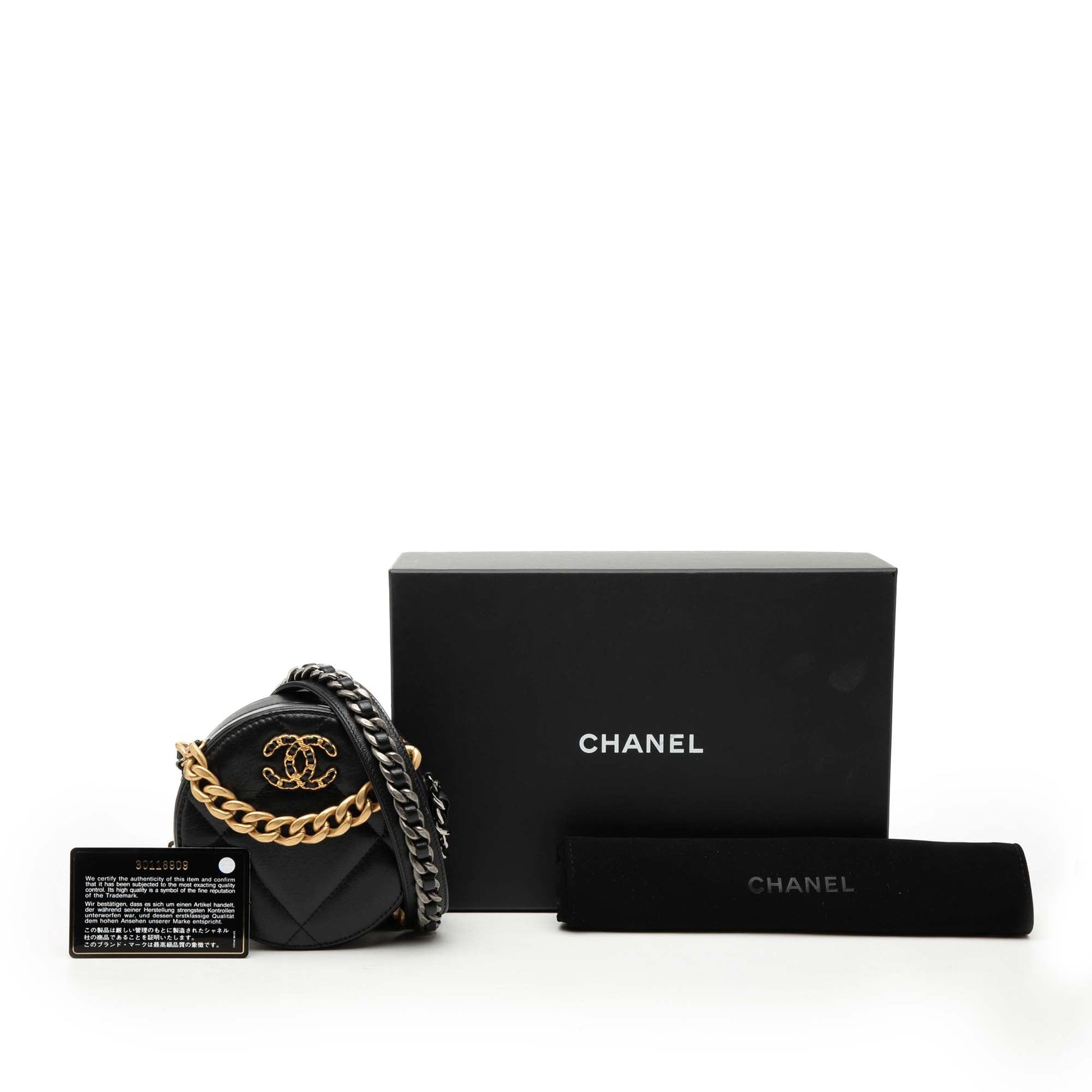 Chanel Lambskin 19 Round Clutch with Chain