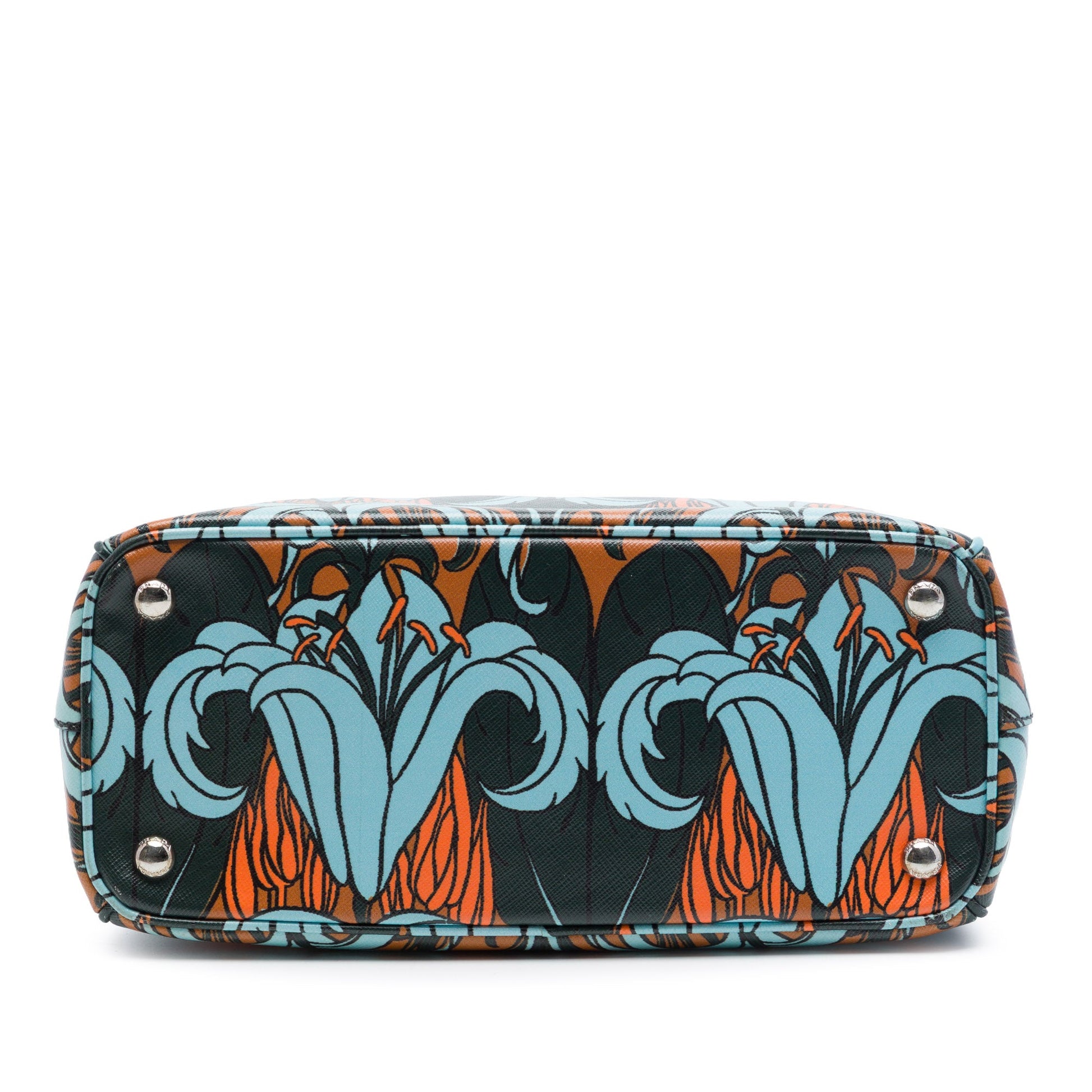 Prada Small Saffiano Lux Galleria Lily Print Double Zip Satchel