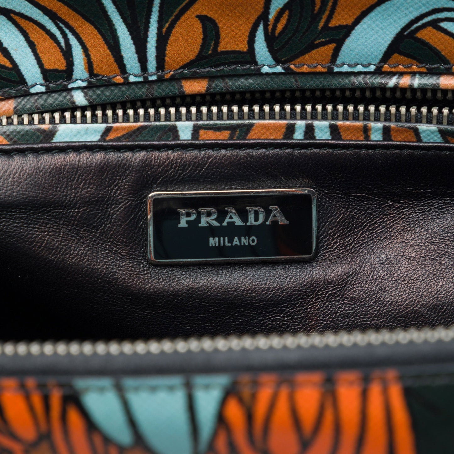 Prada Small Saffiano Lux Galleria Lily Print Double Zip Satchel