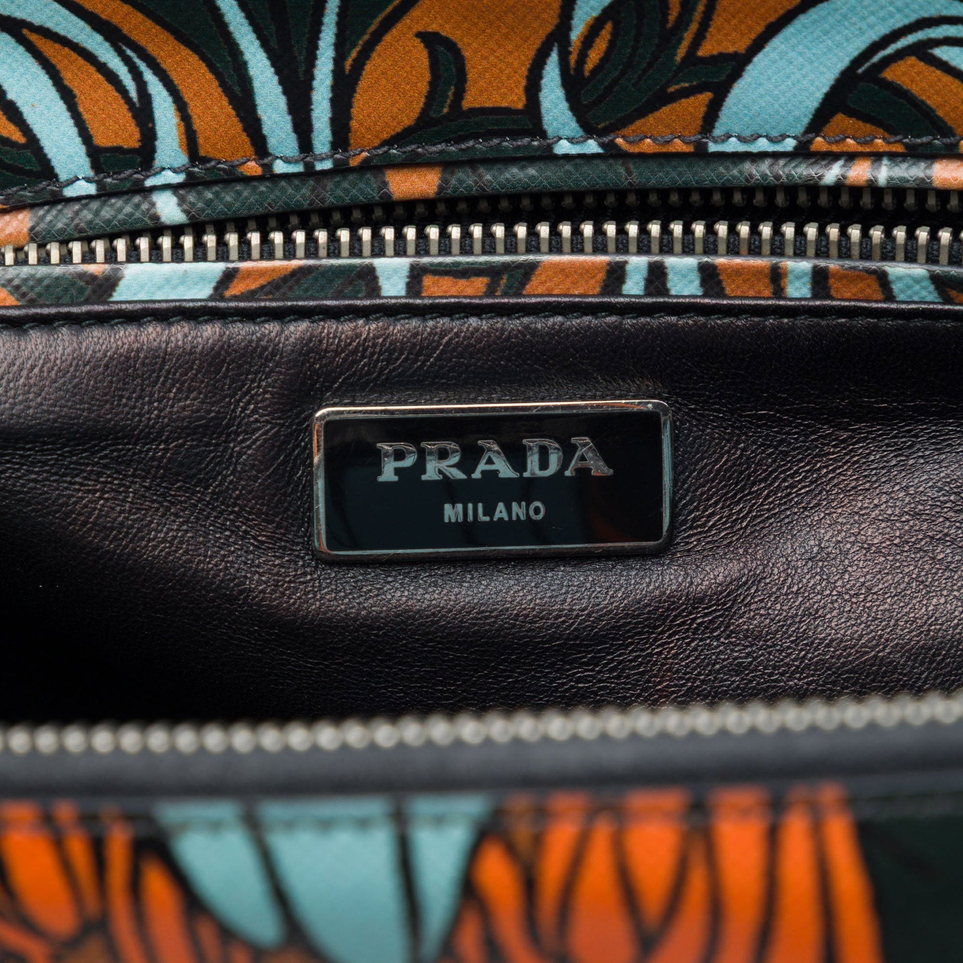 Prada Small Saffiano Lux Galleria Lily Print Double Zip Satchel