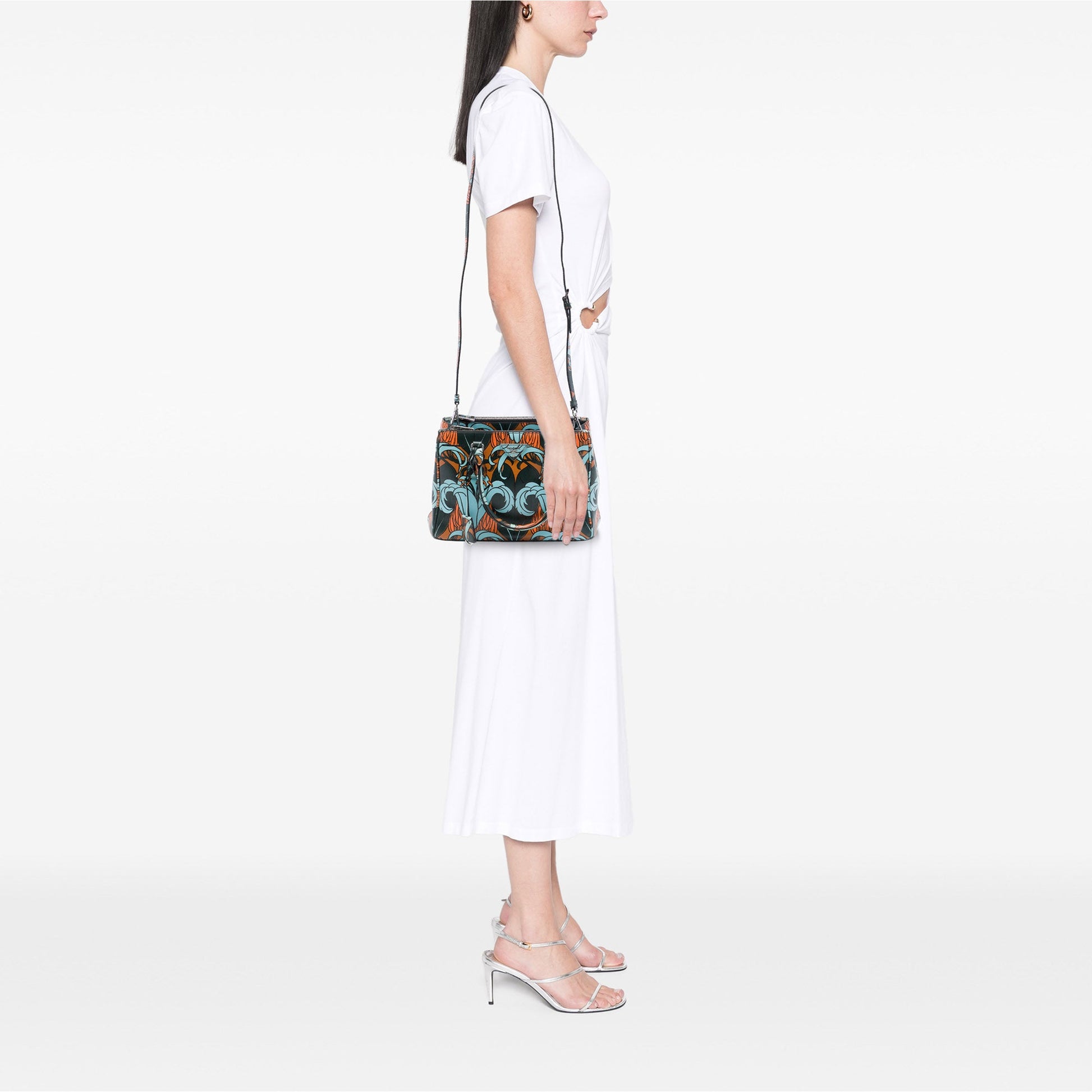 Prada Small Saffiano Lux Galleria Lily Print Double Zip Satchel