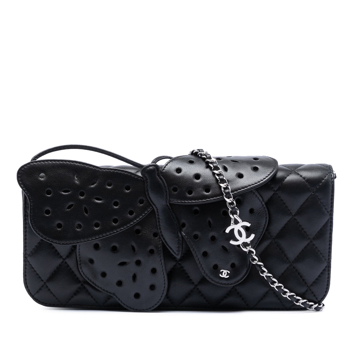 Quilted Lambskin Butterfly Clutch With Chain