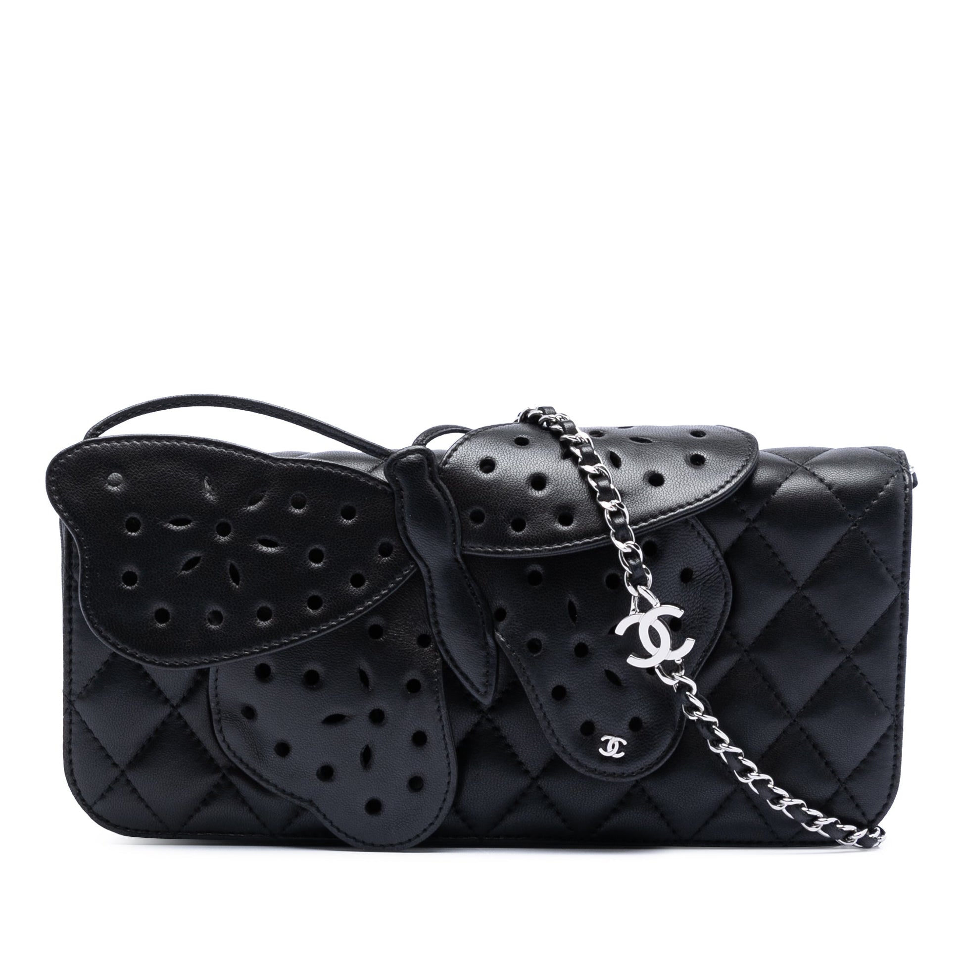Quilted Lambskin Butterfly Clutch With Chain