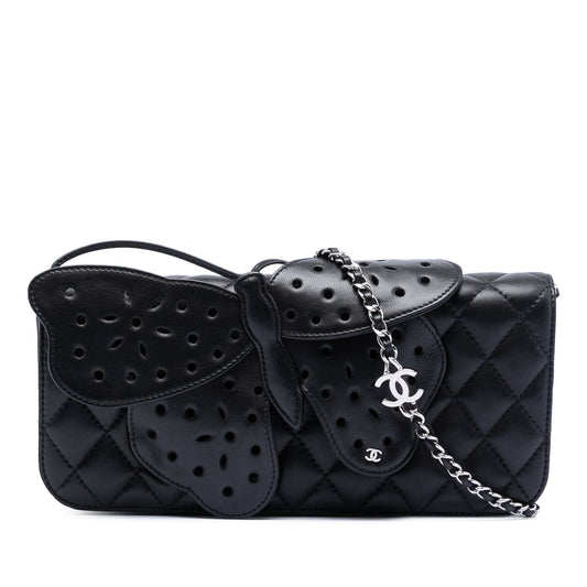 Quilted Lambskin Butterfly Clutch With Chain