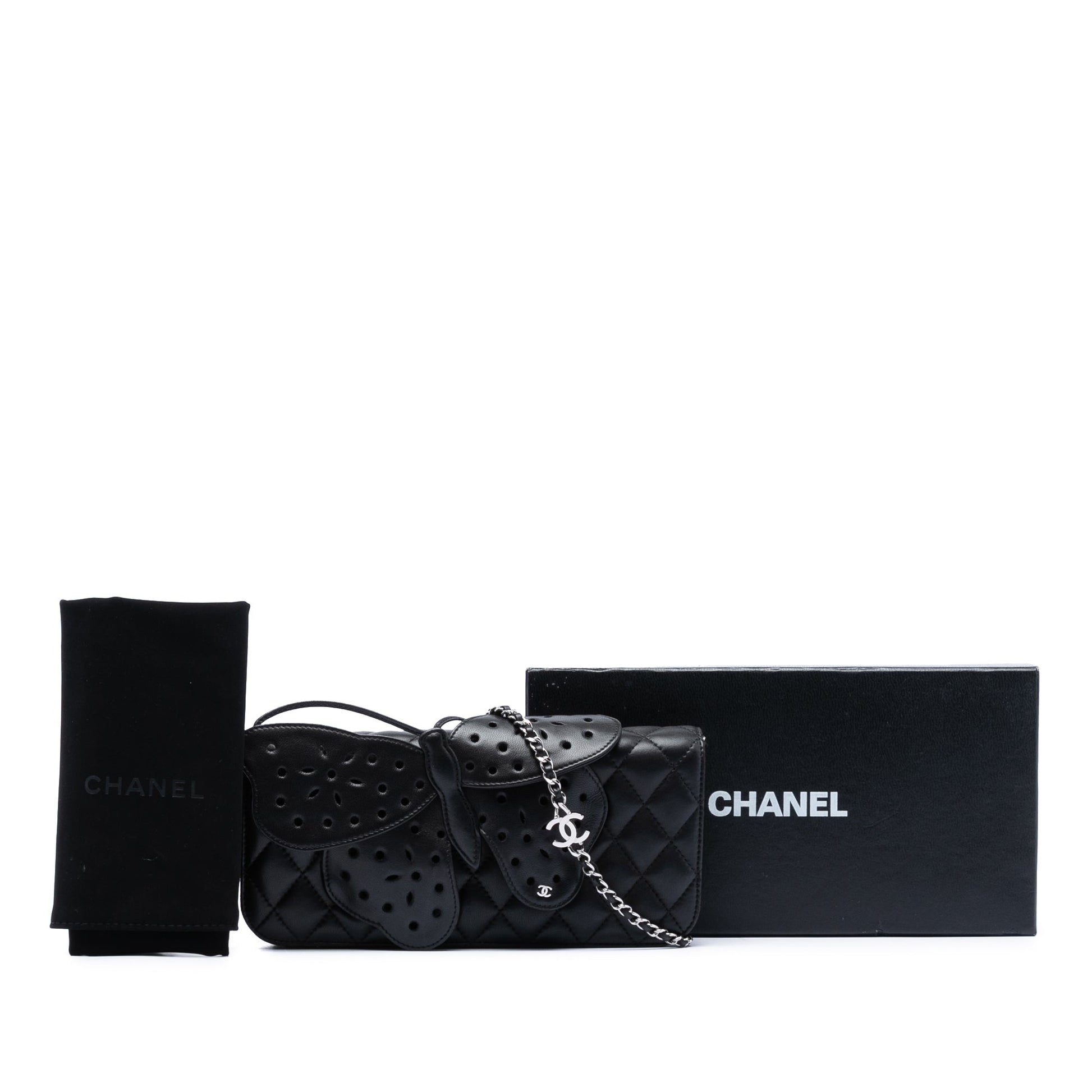Quilted Lambskin Butterfly Clutch With Chain