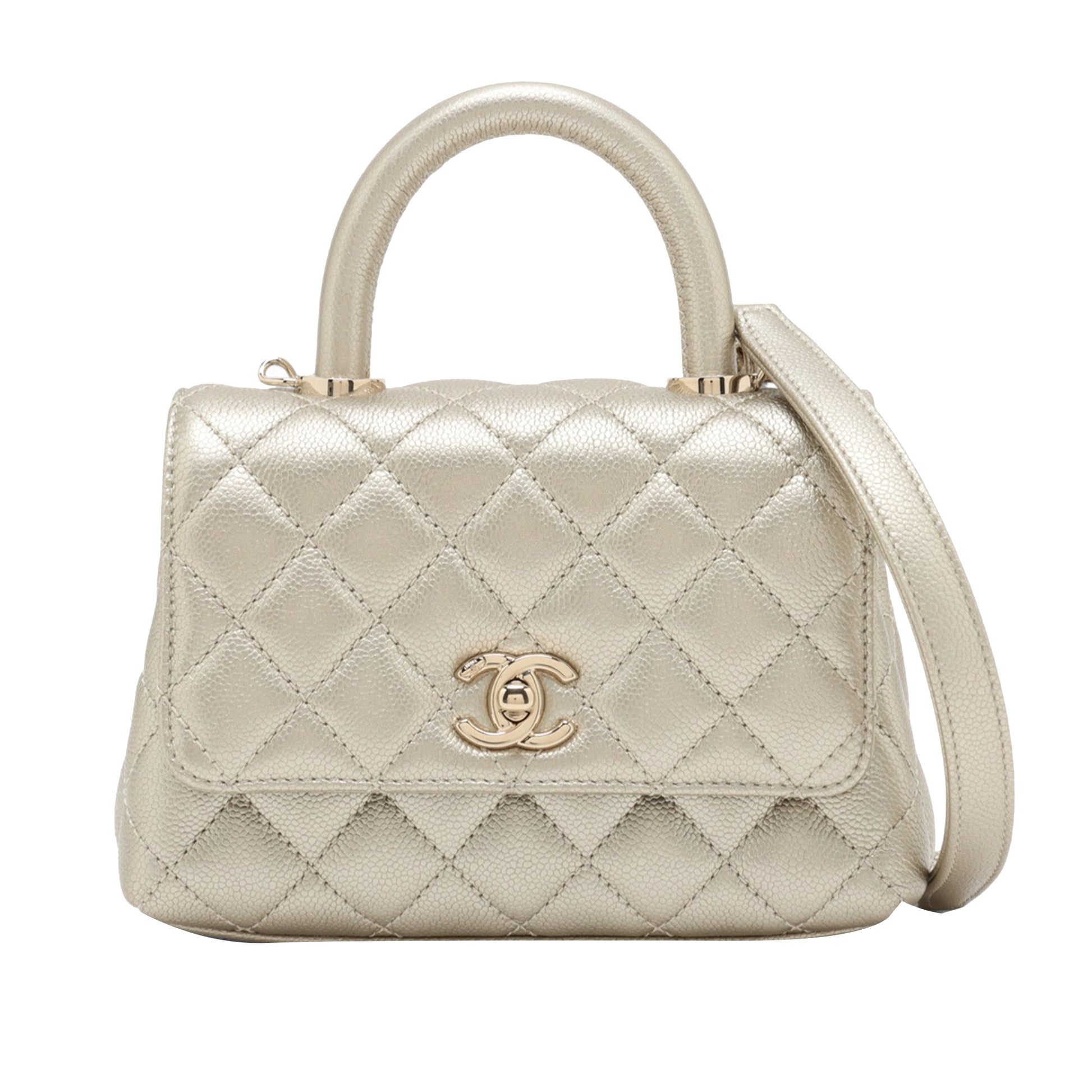 Chanel Mini Quilted Caviar Coco Top Handle Bag