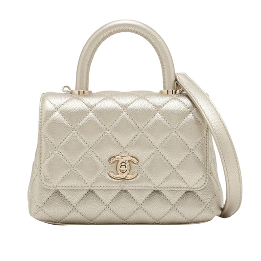 Chanel Mini Quilted Caviar Coco Top Handle Bag
