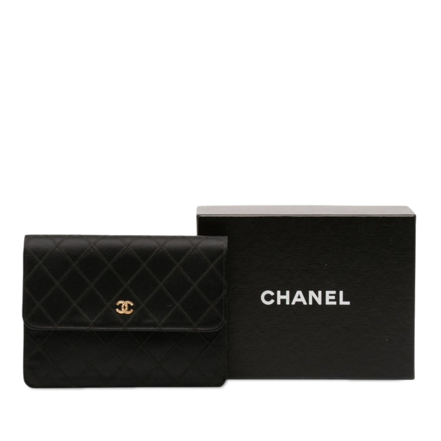 Chanel CC Satin Diamond Stitch Clutch