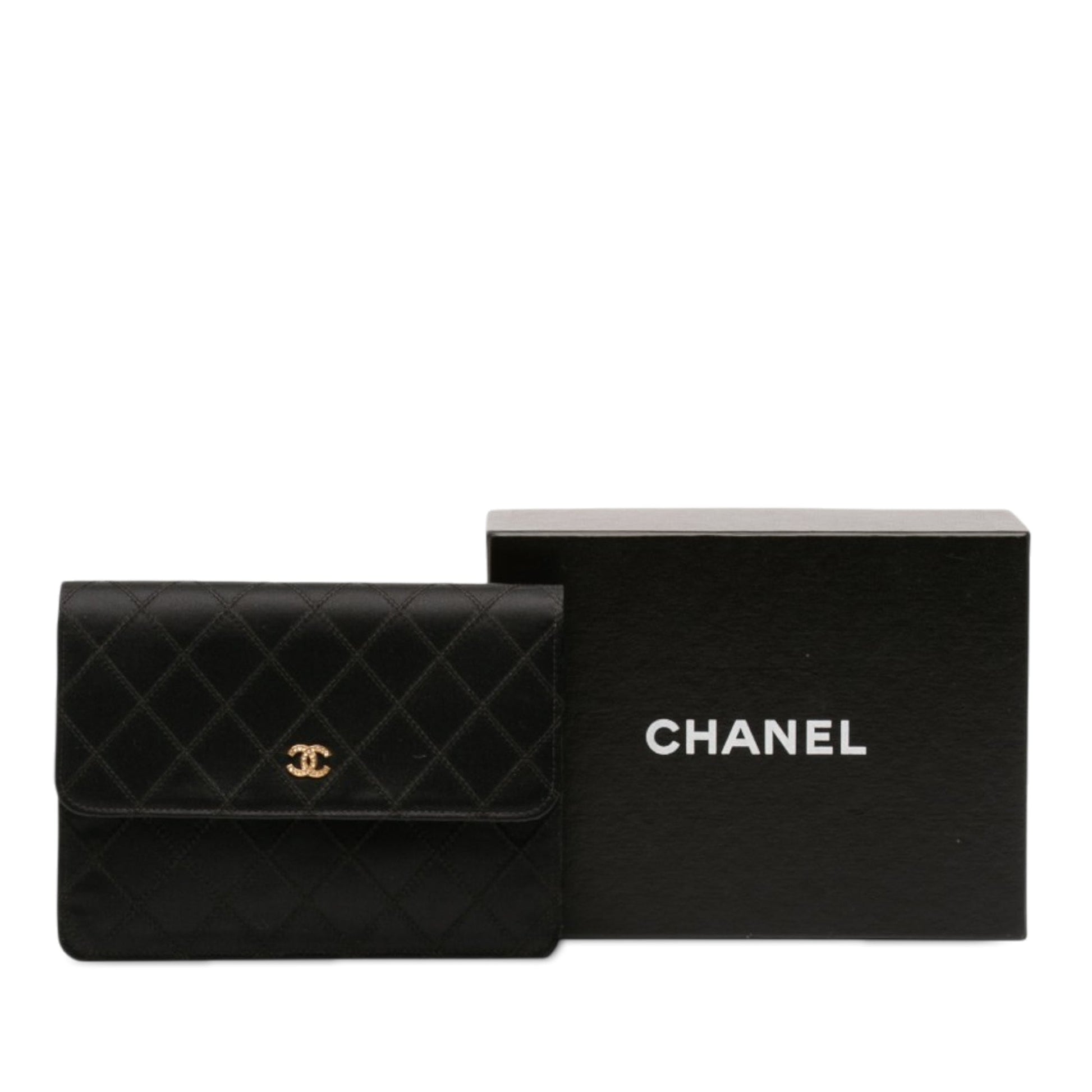 Chanel CC Satin Diamond Stitch Clutch
