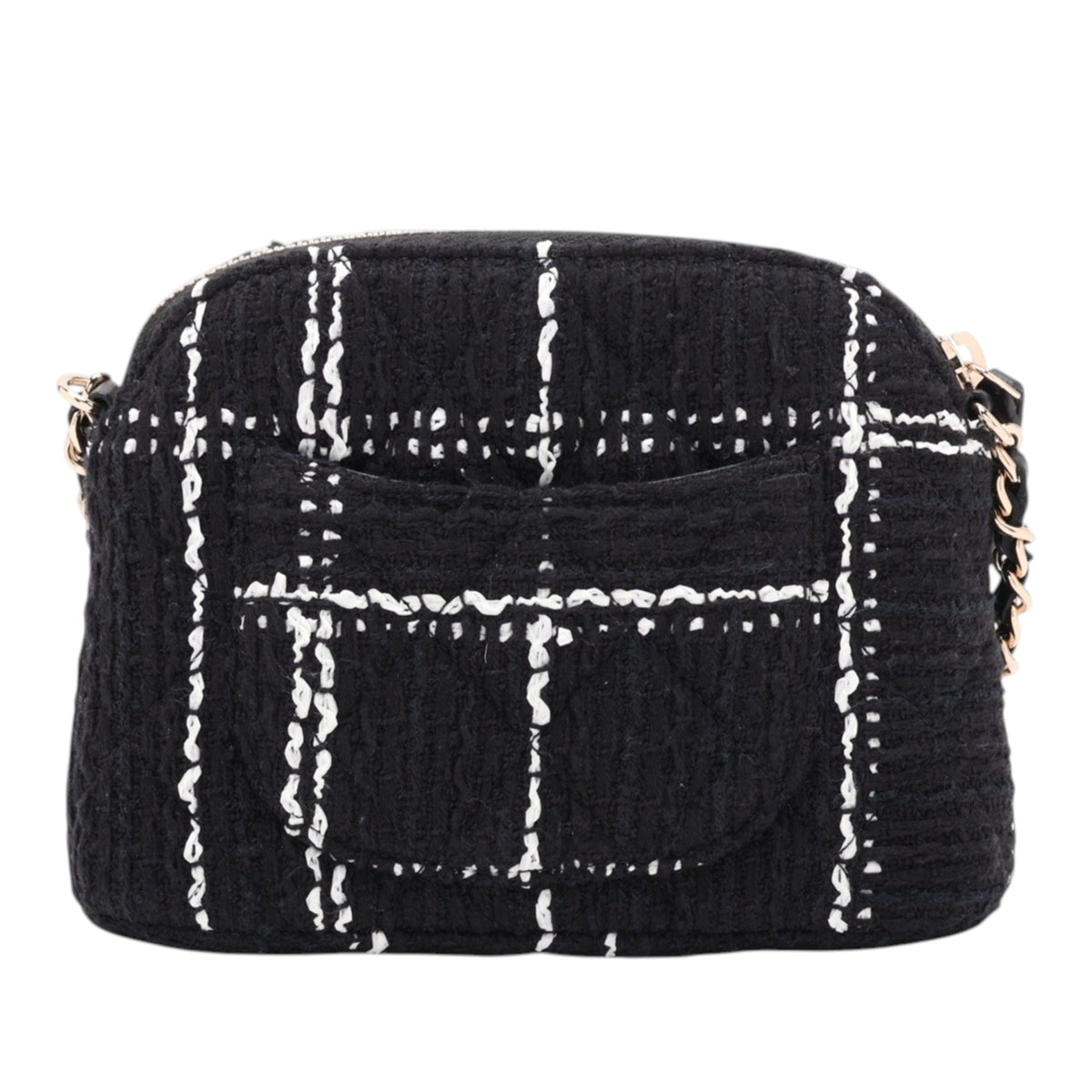 Chanel Mini CC Stitched Tweed VIP Crossbody — Black