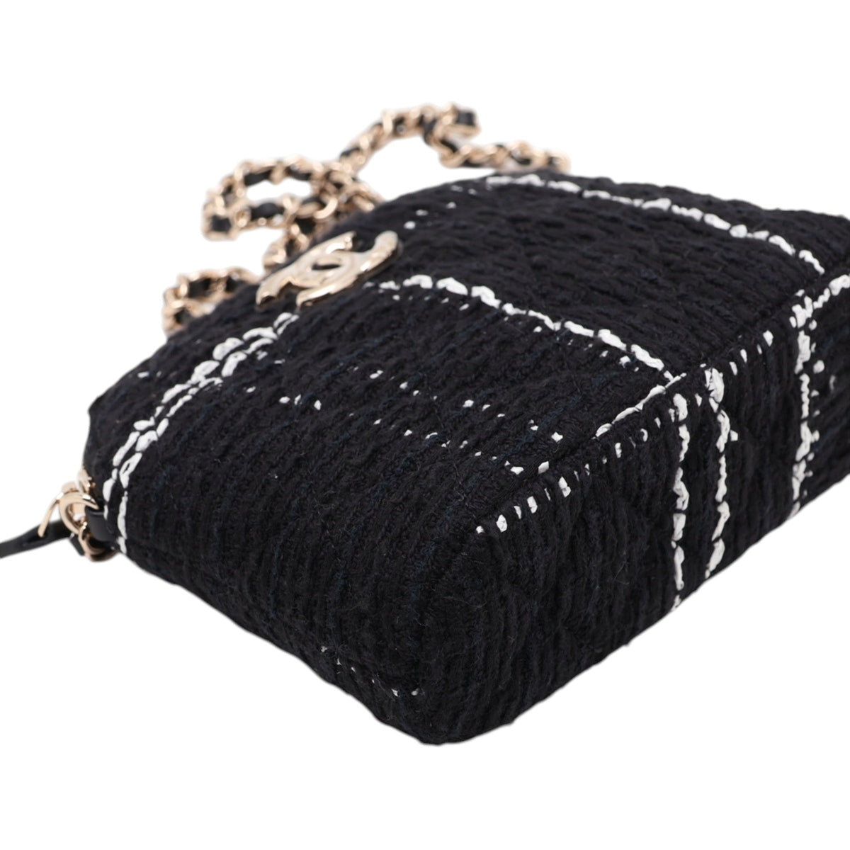 Chanel Mini CC Stitched Tweed VIP Crossbody — Black