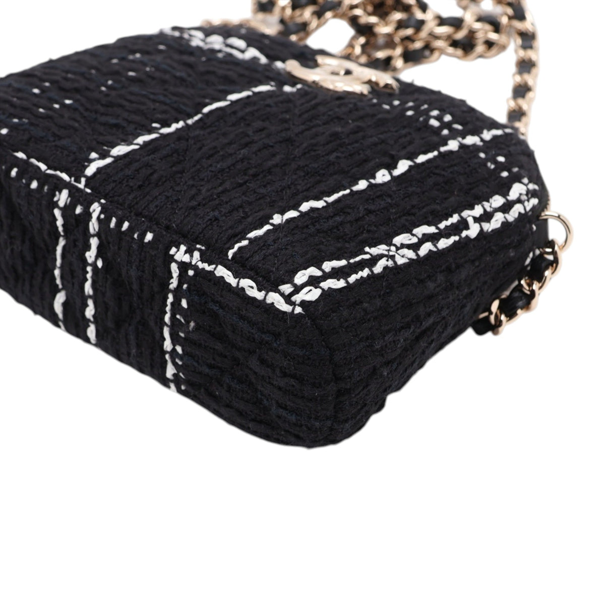 Chanel Mini CC Stitched Tweed VIP Crossbody — Black