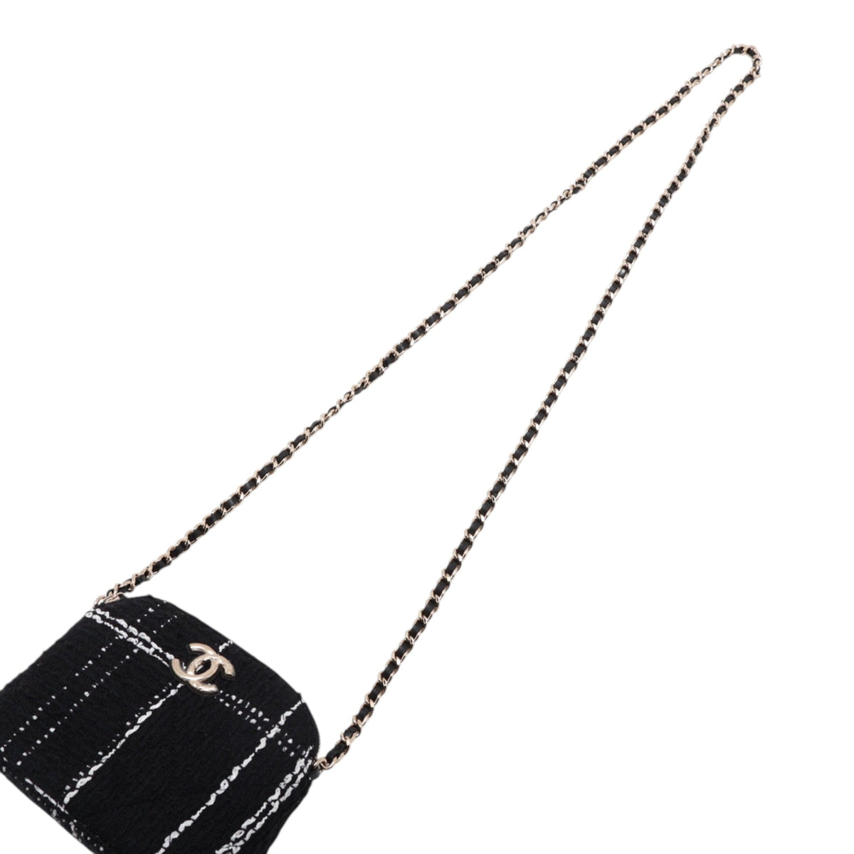 Chanel Mini CC Stitched Tweed VIP Crossbody — Black