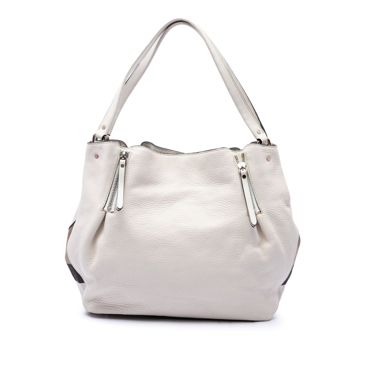 Burberry Medium Leather and House Check Canvas Maidstone Satchel