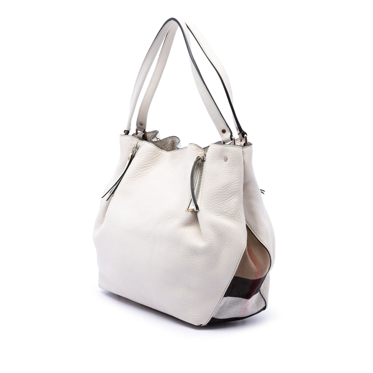Burberry Medium Leather and House Check Canvas Maidstone Satchel