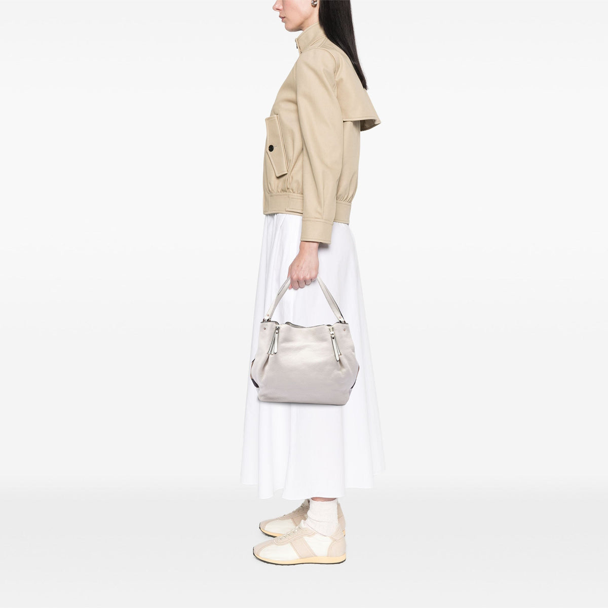 Burberry Medium Leather and House Check Canvas Maidstone Satchel