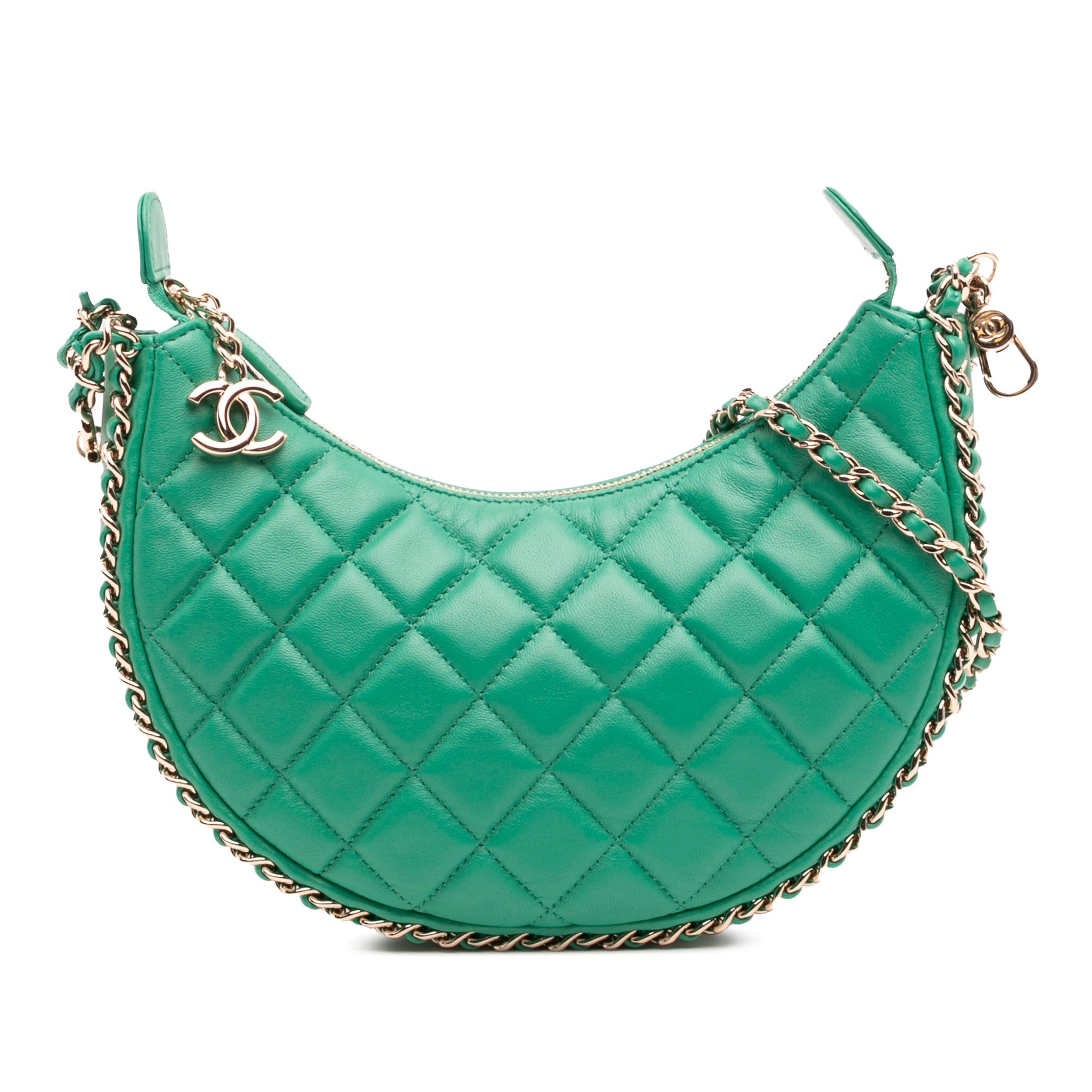Chanel Small Quilted Lambskin Chain Around Hook Hobo Bag