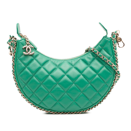 Chanel Small Quilted Lambskin Chain Around Hook Hobo Bag