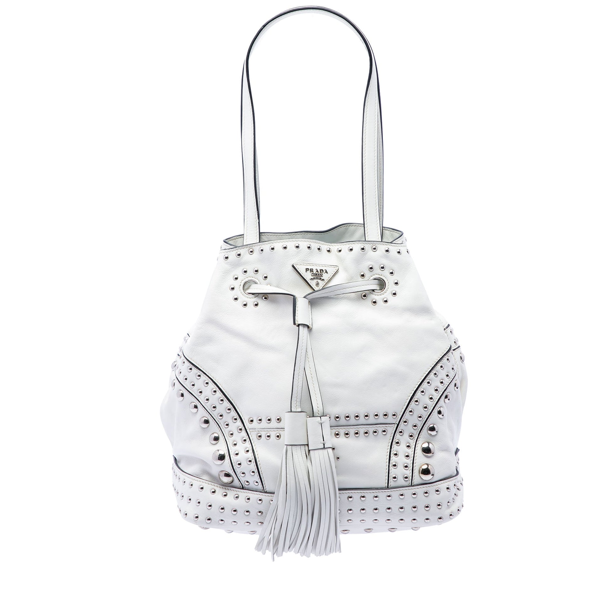 Prada Soft Calf Studded Bucket Bag