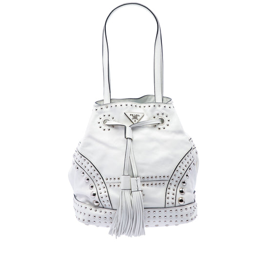 Prada Soft Calf Studded Bucket Bag