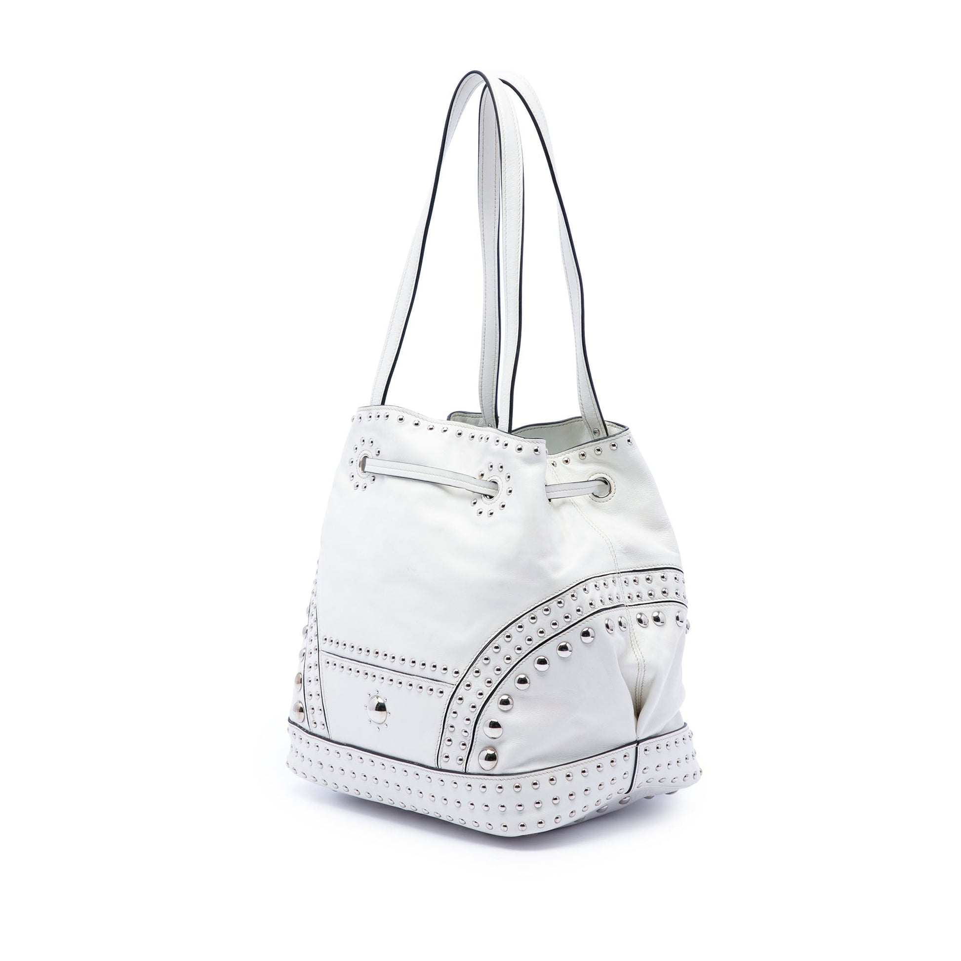 Prada Soft Calf Studded Bucket Bag