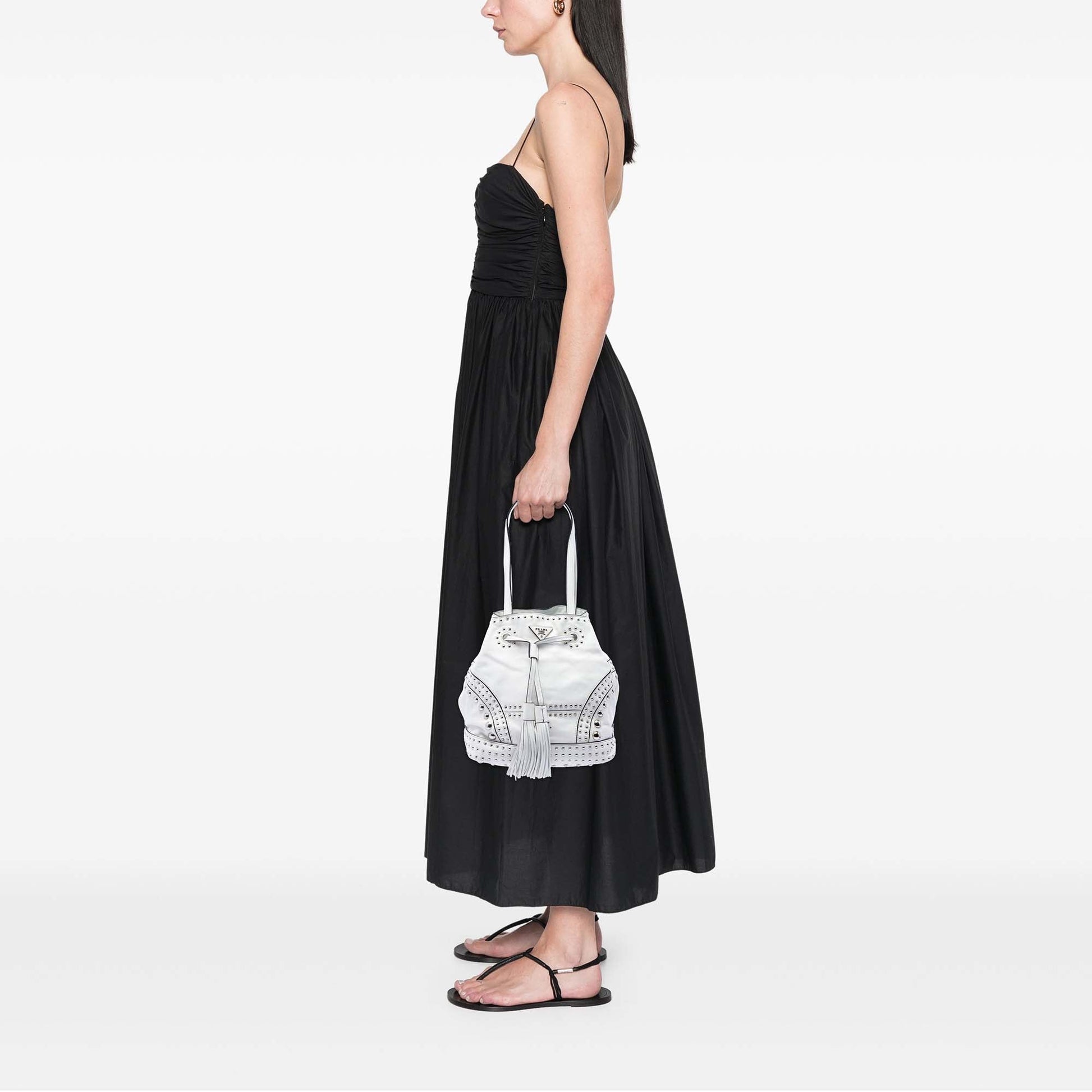 Prada Soft Calf Studded Bucket Bag