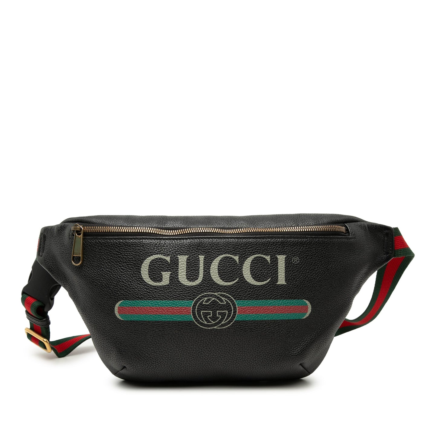 Gucci Grained Calfskin Web Logo Belt Bag