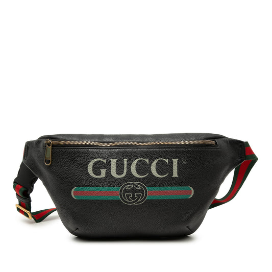 Gucci Grained Calfskin Web Logo Belt Bag