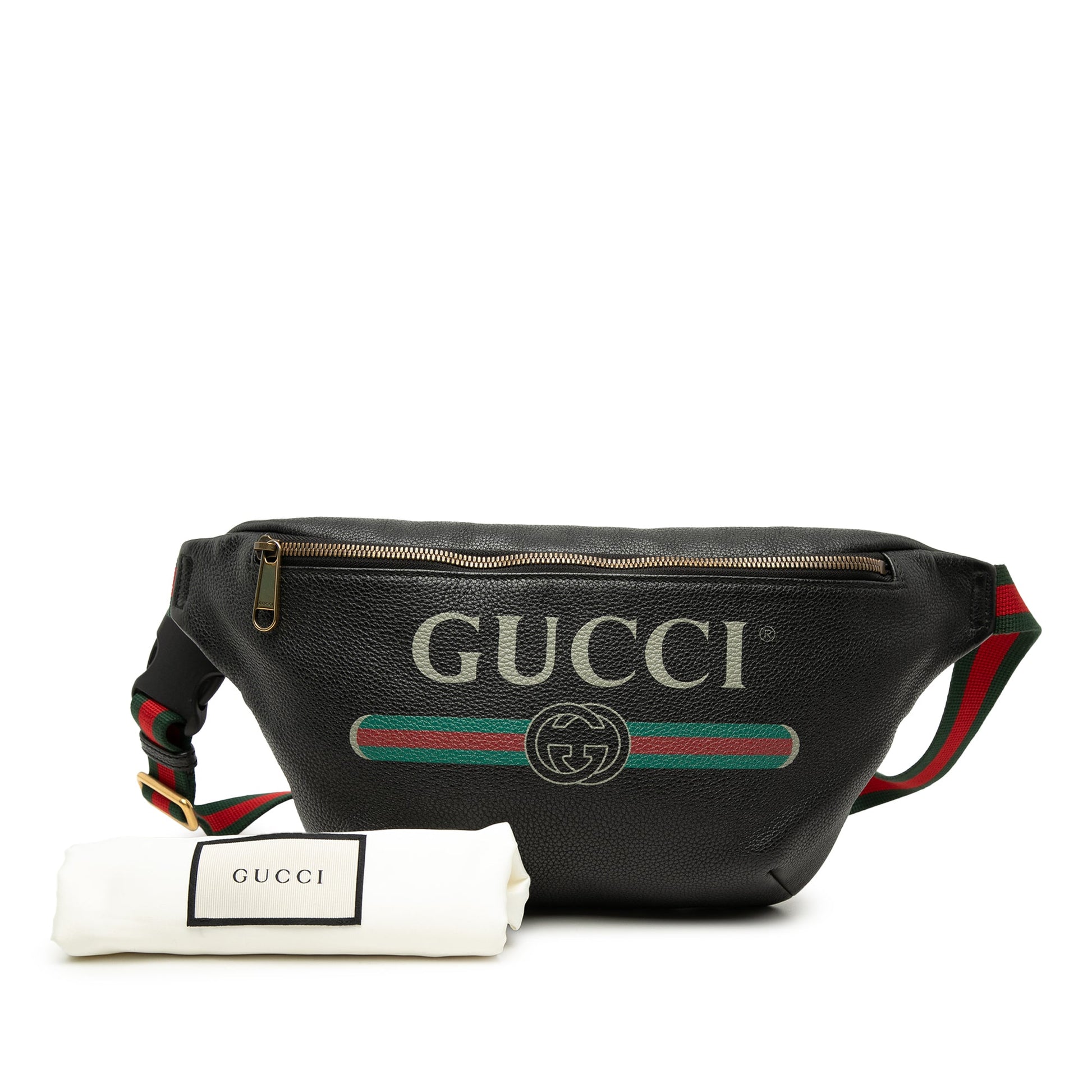 Gucci Grained Calfskin Web Logo Belt Bag