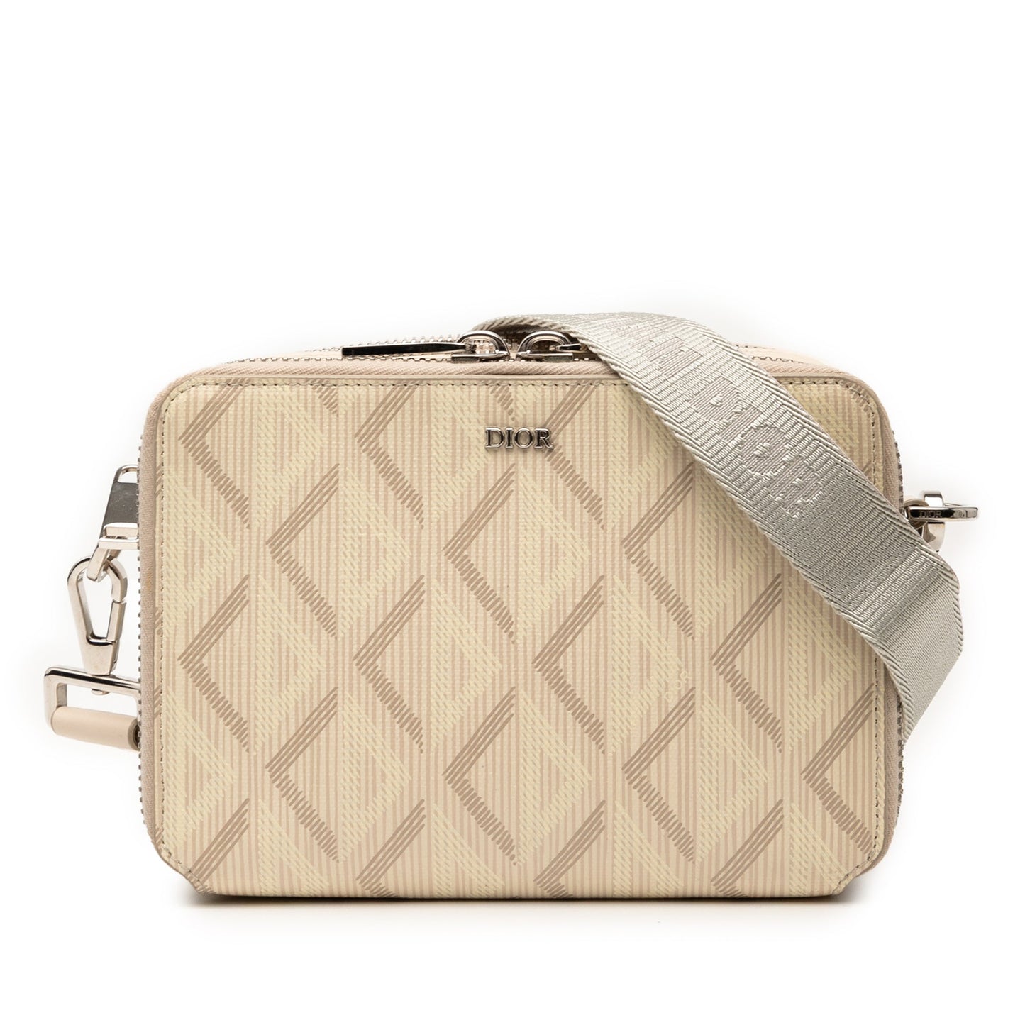 Dior CD Diamond Coated Canvas Zipped Pouch with Strap