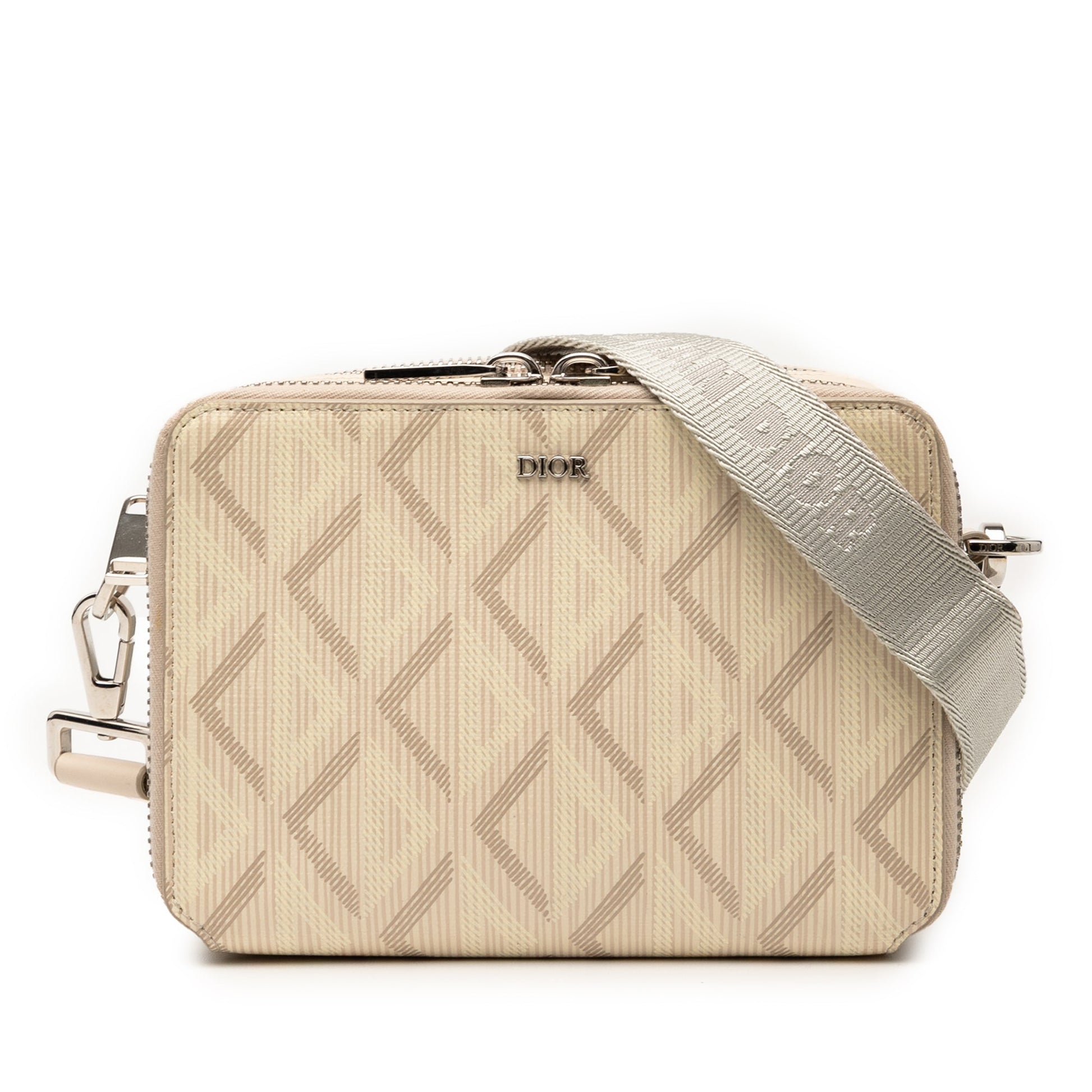 Dior CD Diamond Coated Canvas Zipped Pouch with Strap