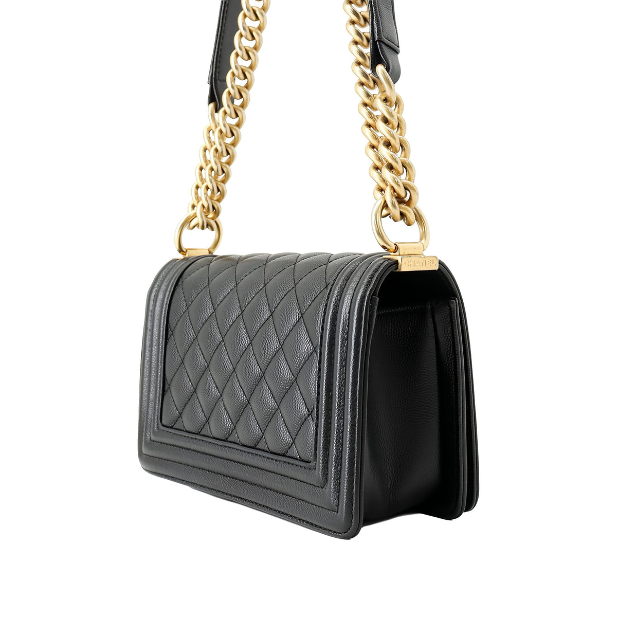 Chanel Small Quilted Caviar Boy Flap — Black