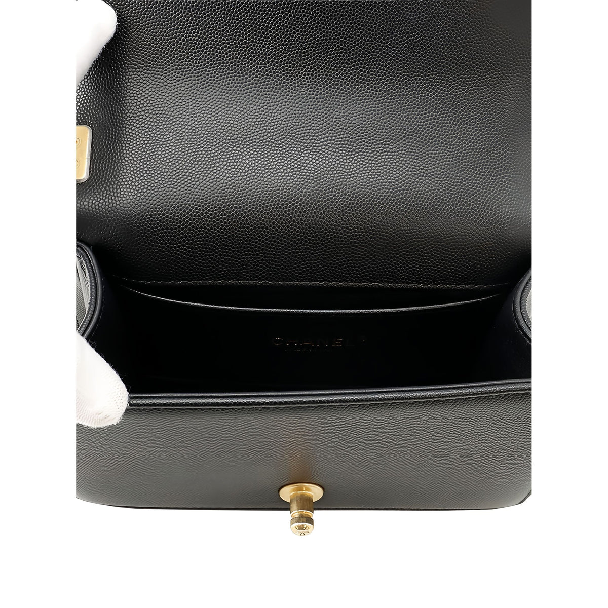 Chanel Small Quilted Caviar Boy Flap — Black