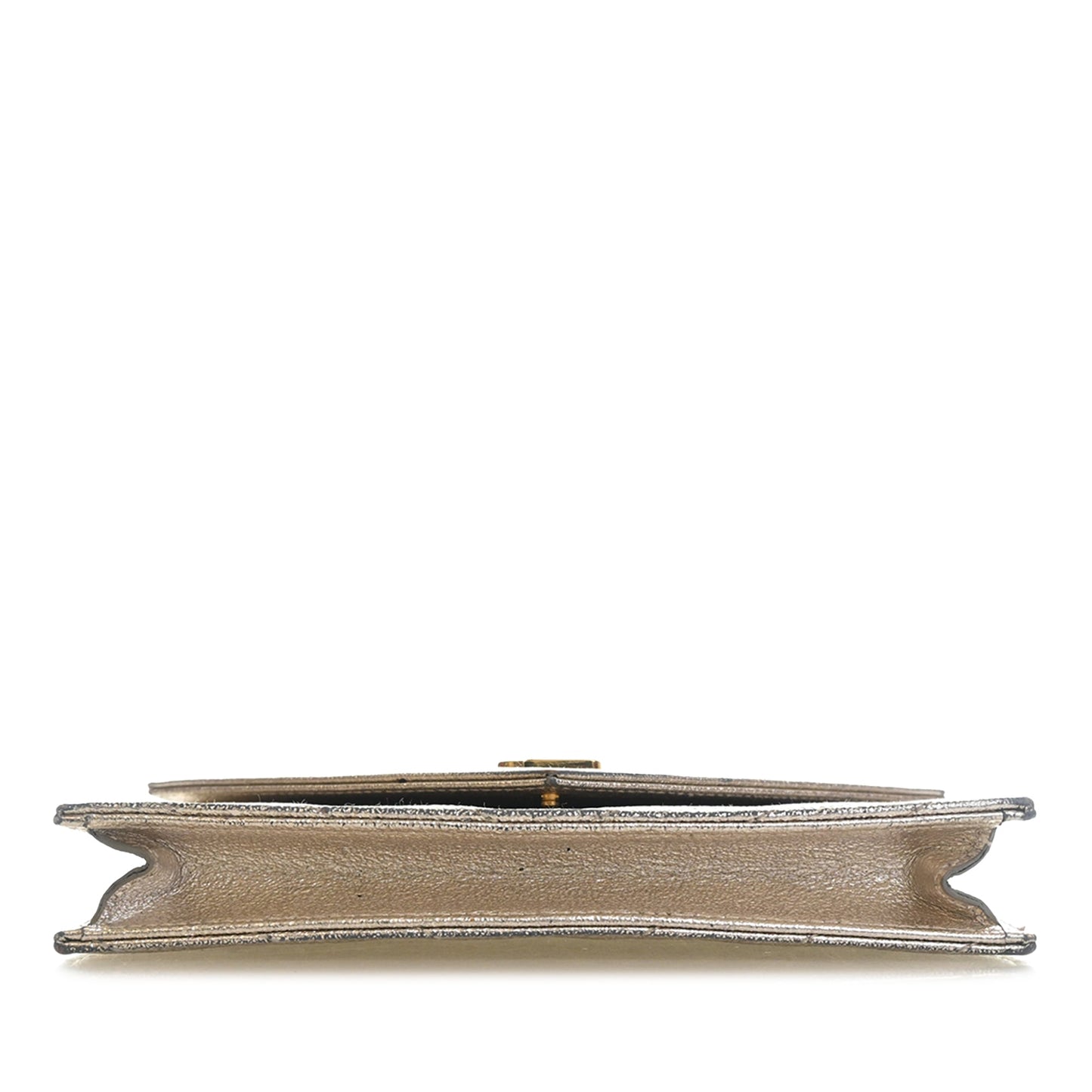 Saint Laurent Metallic Crackled Chevron Calfskin Monogram Envelope Chain Wallet