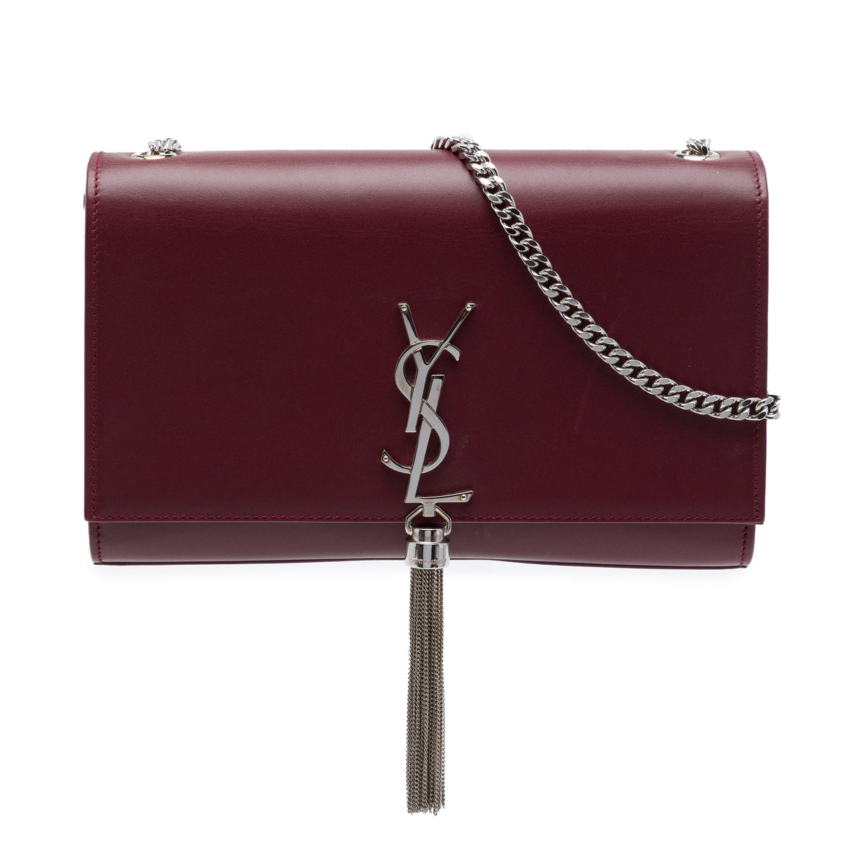Saint Laurent Medium Smooth Calfskin Classic Monogram Kate Tassel Crossbody — Red