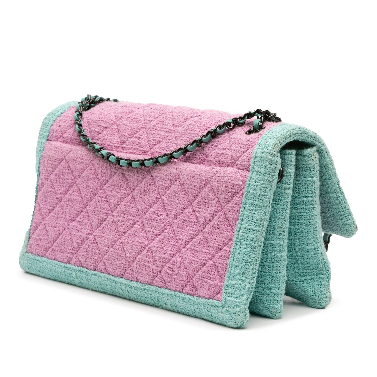 Chanel CC Quilted Bicolor Tweed Flap