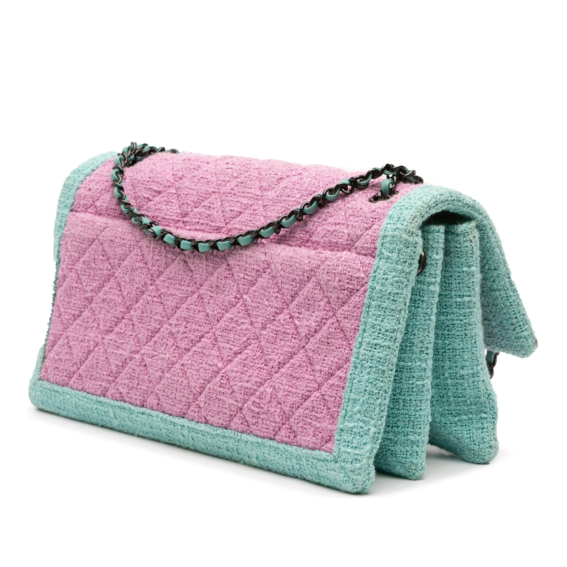 Chanel CC Quilted Bicolor Tweed Flap