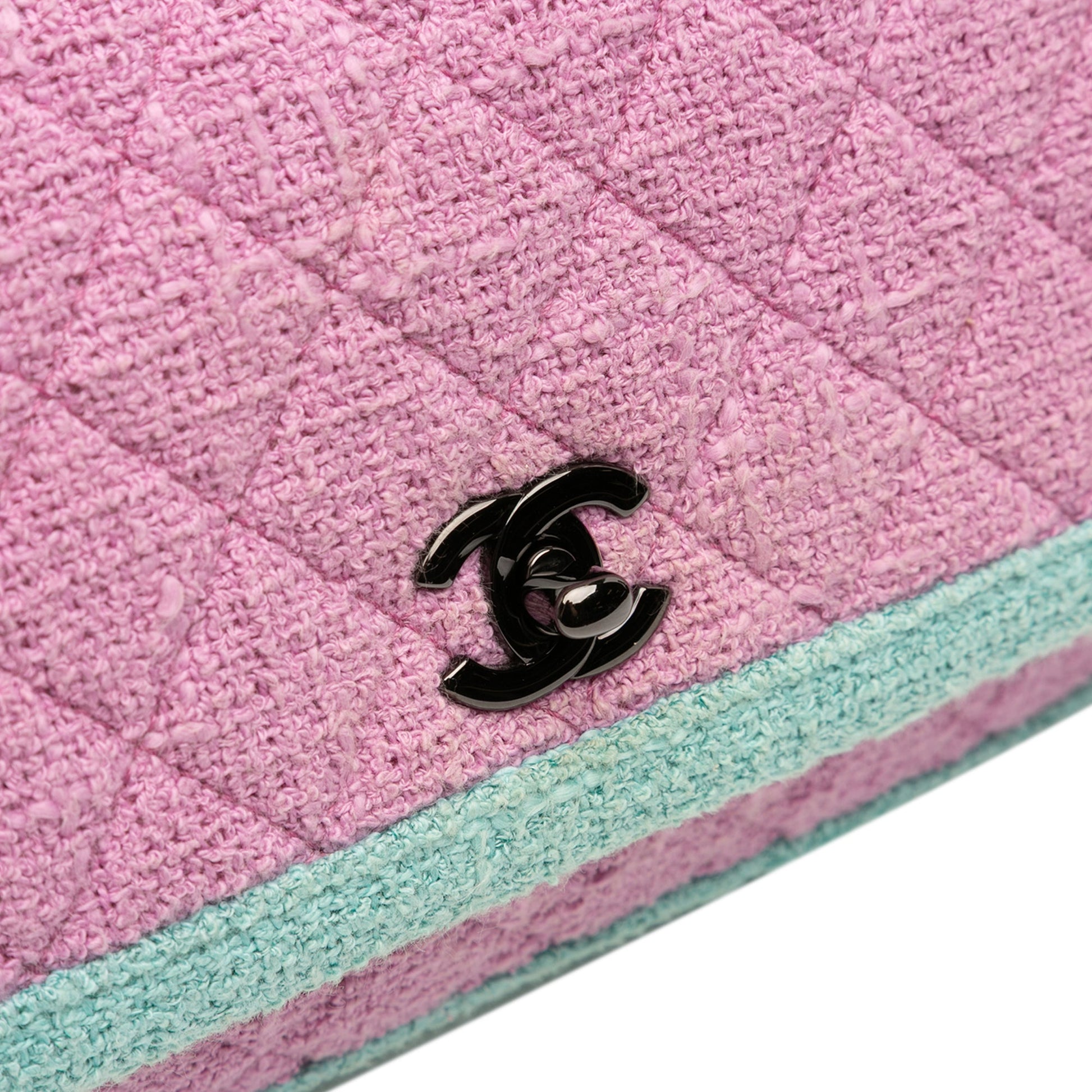 Chanel CC Quilted Bicolor Tweed Flap